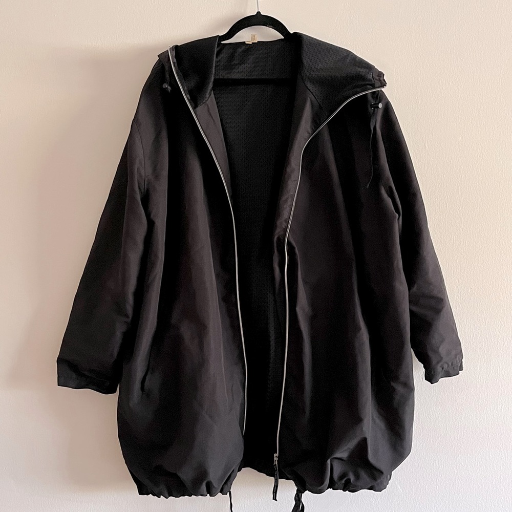 CHEAP MONDAY Black Hooded Oversized Jacket Sz M Windbreaker Style